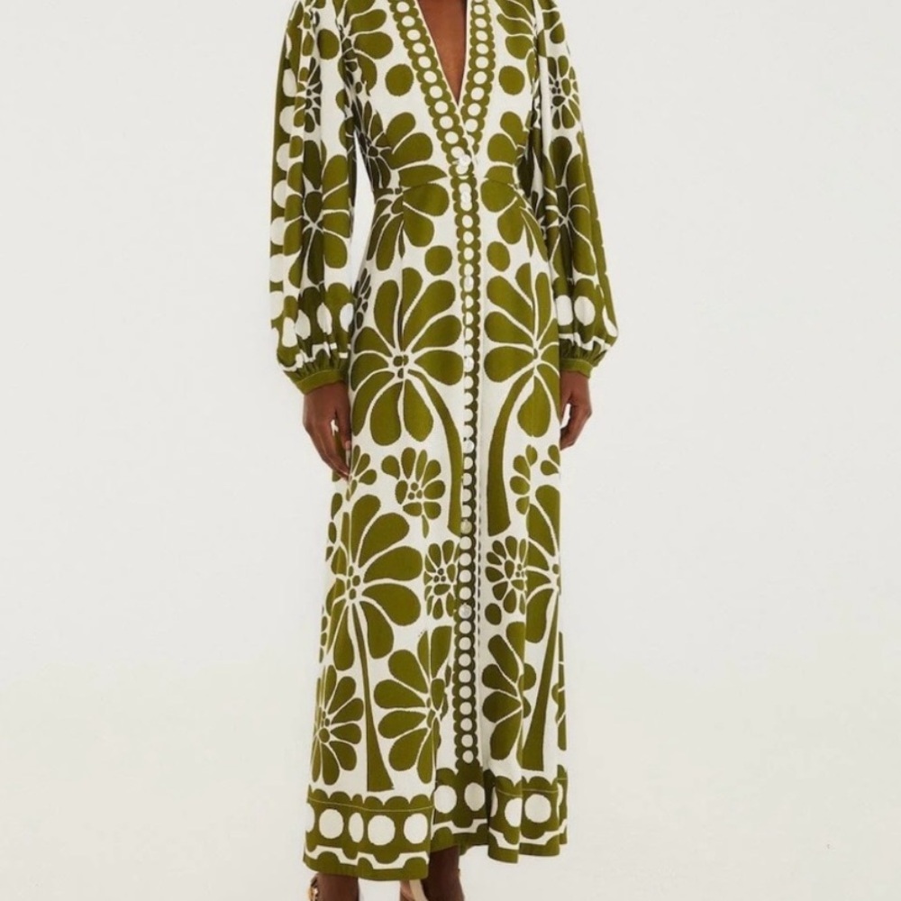 Green Floral V-Neck Maxi Dress - Picture 5 of 7